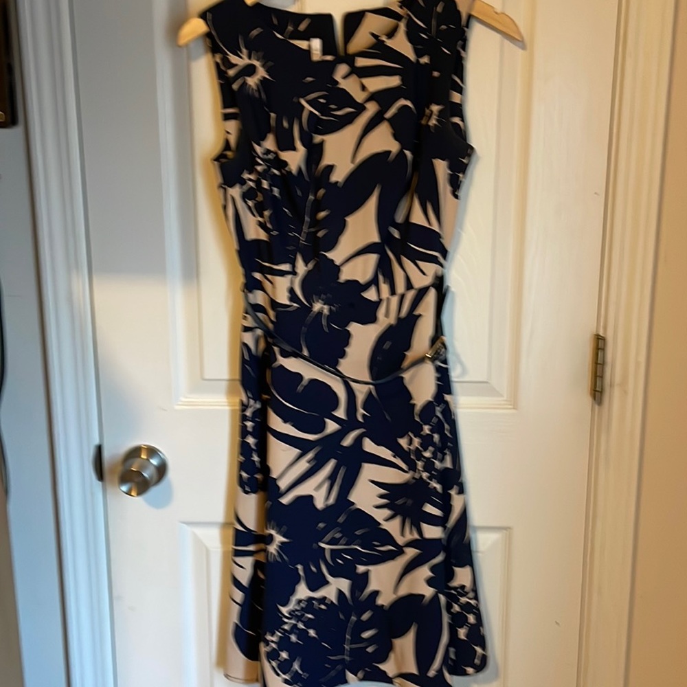 Blue and tan floral dress